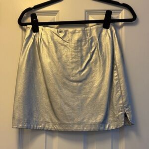 Zara Faux Leather Silver Mini Skirt